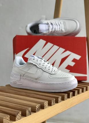 Белые кожаные найк эйр форс шэдоу унисекс nike air force shadow white 37