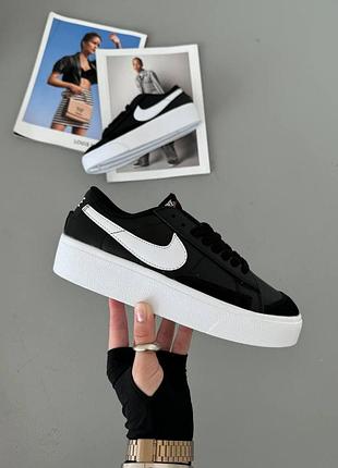Женские черные кроссовки nike blazer low black white platform х блейзер 40