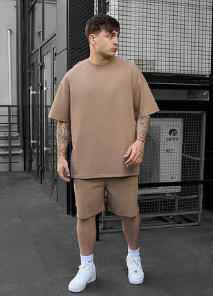Летний базовый оверсайз костюм staff vic brown oversize