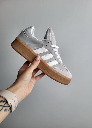 Жіночі сірі кросівки adidas samba xlg grey white platform адідас самба 37