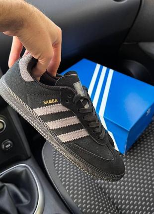 Женские чёрные кроссовки adidas samba black grey x самба 39