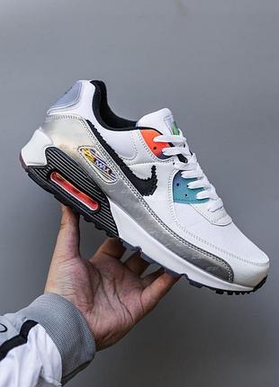Мужские белые кроссовки nike air max 90 white silver х эйр макс 43