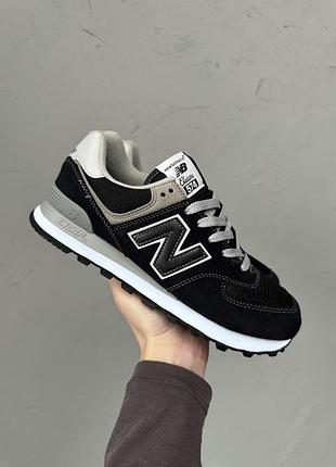 Чёрные кроссовки унисекс new balance 574 legacy black grey х нью беланс 37