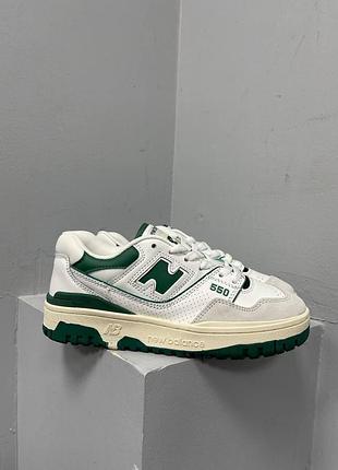 Білі кросівки унісекс new balance 550 white green х нью беланс 36