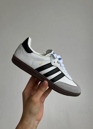 Белые кроссовки adidas samba vegan white black x адидас самба 38