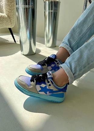 Блакитні кросівки унісекс bape sk8 sta kamo blue х бейп 37