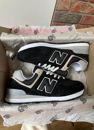 Чёрные кроссовки унисекс new balance 574 black grey х нью беланс 41