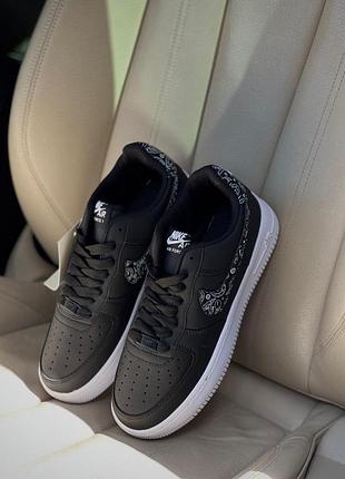 Женские чёрные кроссовки nike air force 1 black bandana х эйр форс 40