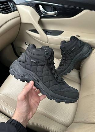 Мужские черные кроссовки merrell ice cup moc ii high black white winter fur х меррел 42