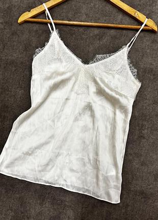Молочний шовковий топ h&m