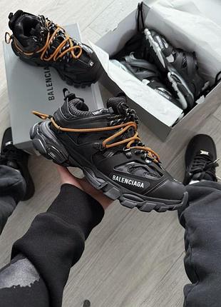 Чорні кросівки унісекс balenciaga track trail laces black orange x баленсіага 43