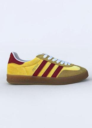 Жовті кросівки унісекс adidas gazelle & gucci yellow red х адідас газель 36