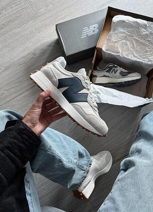 Женские бежевые кроссовки new balance 327 moonbeam navy beige black х нью беланс 38