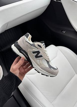 Бежевые кроссовки унисекс new balance 990v3 miusa teddy santis navy castlerock х нью беланс 37