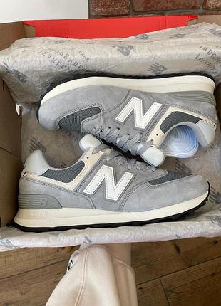 Жіночі сірі кросівки new balance 574 grey white х нью беланс 40