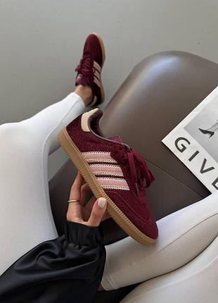 Женские кроссовки adidas samba burgundy pony
