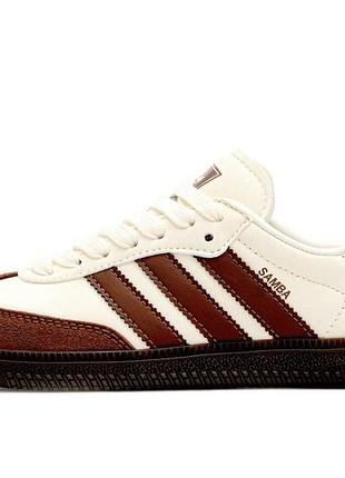 Женские бежевые кроссовки adidas samba beige brown x самба 36
