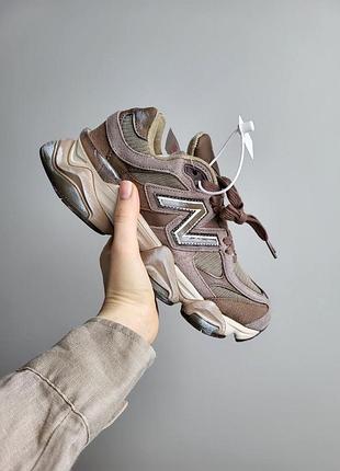 Коричневі кросівки унісекс new balance 9060 brown х нью беланс 38