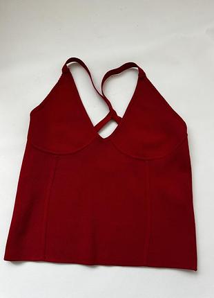 Майка топ zara червоний  топ  трикотажна майка