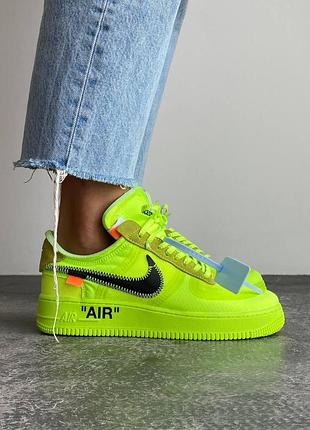 Салатові найк ейр форс унісекс nike air force 1 off white volt 41