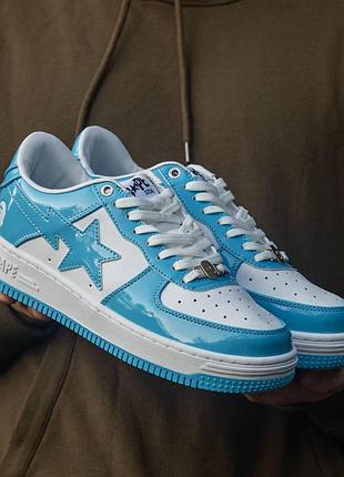 Блакитні кросівки унісекс bape sta patent blue white х бейп 38