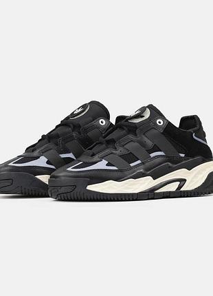 Женские чёрные кроссовки adidas niteball black white х найтбол 37