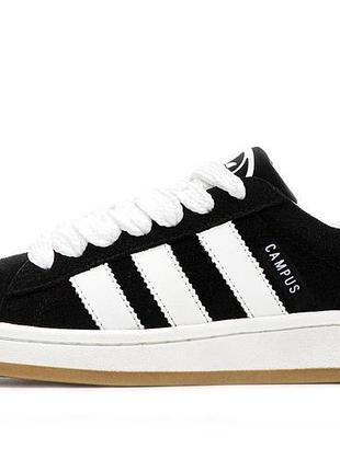 Жіночі чорні кросівки adidas campus black white адідас кампус 38