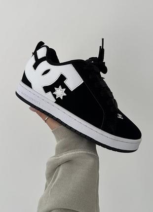 Черные кроссовки унисекс dc shoes court graffik black white х диси 45