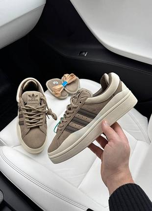Женские бежевые кроссовки adidas campus bad bunny brown beige x адидас кампус 36