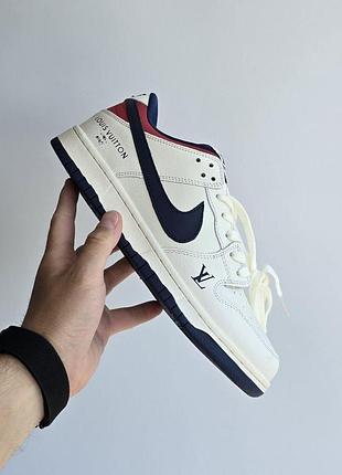 Чоловічі молочні кросівки nike sb dunk low louis vuitton milk navy red х данк 41
