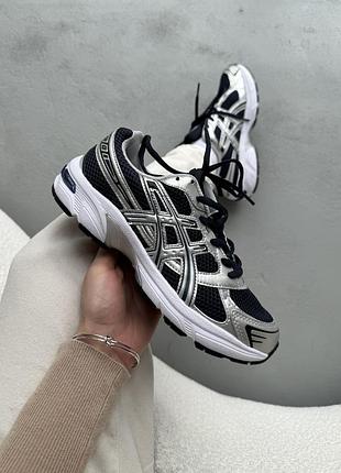 Серебристые кроссовки унисекс asics gel 1130 silver black white х асикс 41