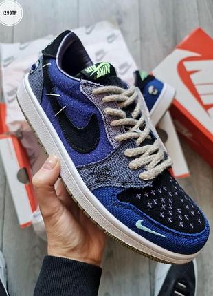 Сині кросівки унісекс nike jordan 1 retro low zion williamson blue х джордан 45