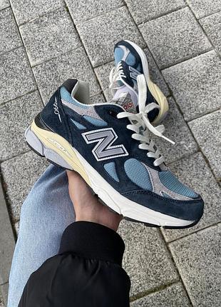 Сині кросівки унісекс new balance 990 v3 navy blue grey х нью беланс 40