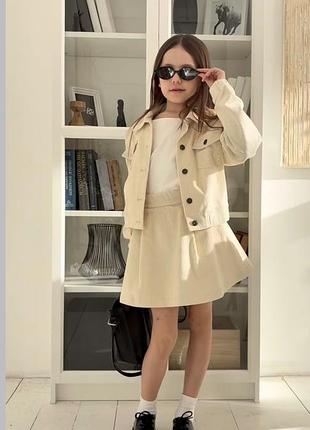 Костюм вельветовий для дівчинки жакет спідниця 128 barva zara