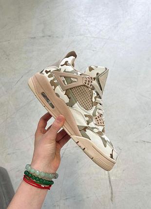 Кроссовки хаки унисекс jordan 4 retro camo white beige х джордан 39