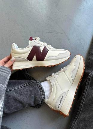 Женские бежевые кроссовки new balance 327 beige bordo х нью беланс 39