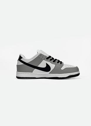 Женские серые кроссовки nike sb dunk low black grey white х данк 36