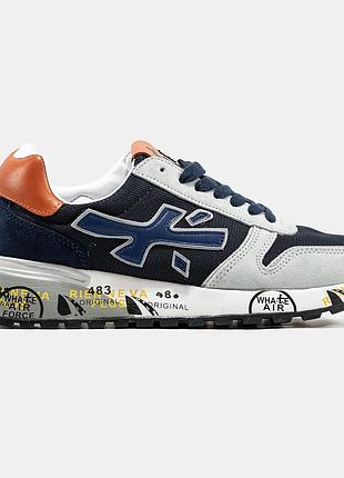 Синие мужские кроссовки premiata mick blue grey orange х премиата 42