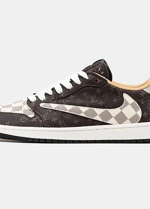 Мужские кроссовки nike air jordan 1 low travis scott louis vuitton х джордан 43