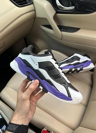Мужские белые кроссовки adidas niteball white black violet х найтбол 43