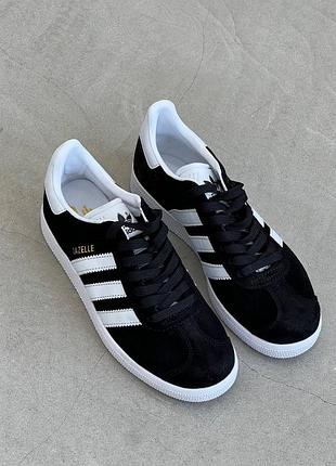 Кросівки чорні класичні адідас газель унісекс adidas gazelle black 38