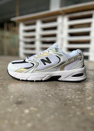 Белые кроссовки new balance 530 white silver gold х нью беланс 38