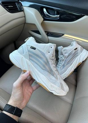 Бежеві замшеві кросівки унісекс adidas yeezy boost 700 beige grey fur winter x буст 37