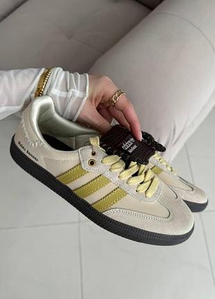 Бежевые замшевые кроссовки adidas samba c wales bonner yellow x адидас самба 40