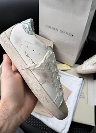 Білі кросівки golden goose ggdb sstar white silver beige х голден гус 40