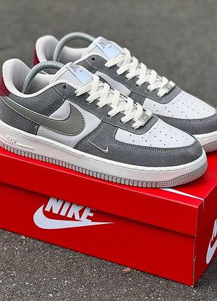 Чоловічі білі кросівки nike air force 1 low grey white red х найк ейр форс 40