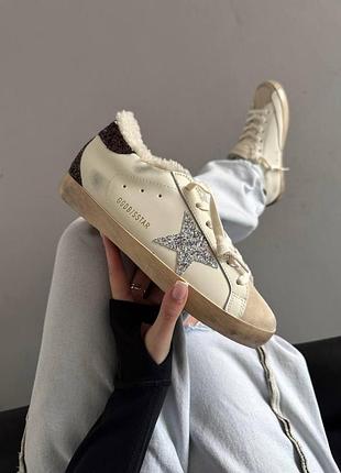 Женские белые кроссовки golden goose superstar white winter fur х голден гус 40