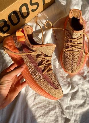 Оранжевые летние адидас изи 350 клей унисекс adidas yeezy boost 350 v2 clay 37
