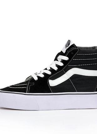 Чорні високі кеди vans old skool sk-8 high black white platform х ванс 36