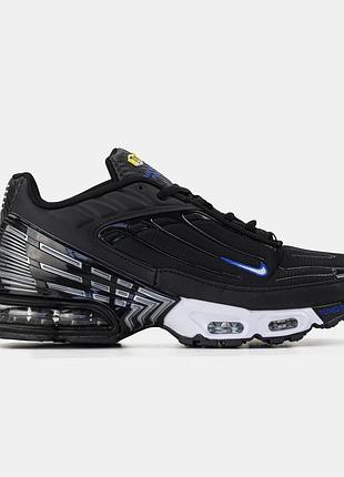 Чоловічі чорні кроссовки nike air max plus 3 black white x эйр макс тн 43